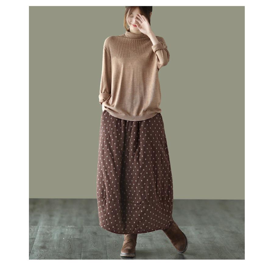 中綿スカート 秋冬 バルーンスカート ロングスカート レディース