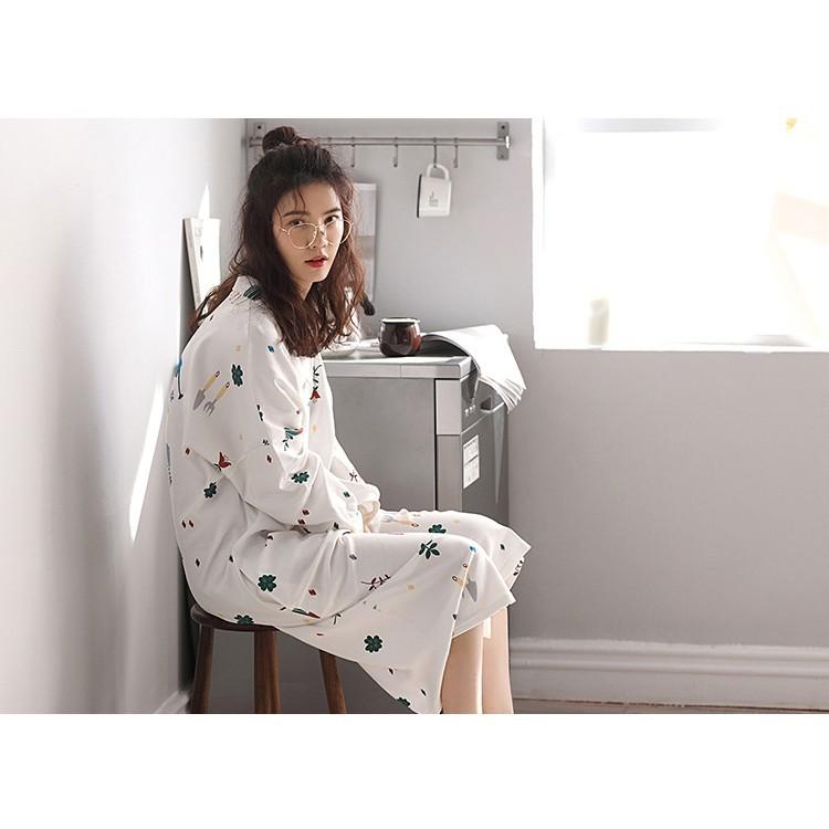 パジャマ レディース ロングワンピースパジャマ 長袖ナイトガウン ゆったり 寝巻き 長袖 大きいサイズ プリント 綿 女性 可愛い 部屋着 春 秋 01sy373 福丸 通販 Yahoo ショッピング