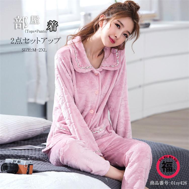 部屋着 パジャマ ルームウェア 上下セット もこもこ レディース 上下セット フリース ベロア マイクロファイバー 厚手 可愛い 冬 長袖 長ズボン 暖かい ゆったり 01sy426 Hhy 福丸 通販 Yahoo ショッピング