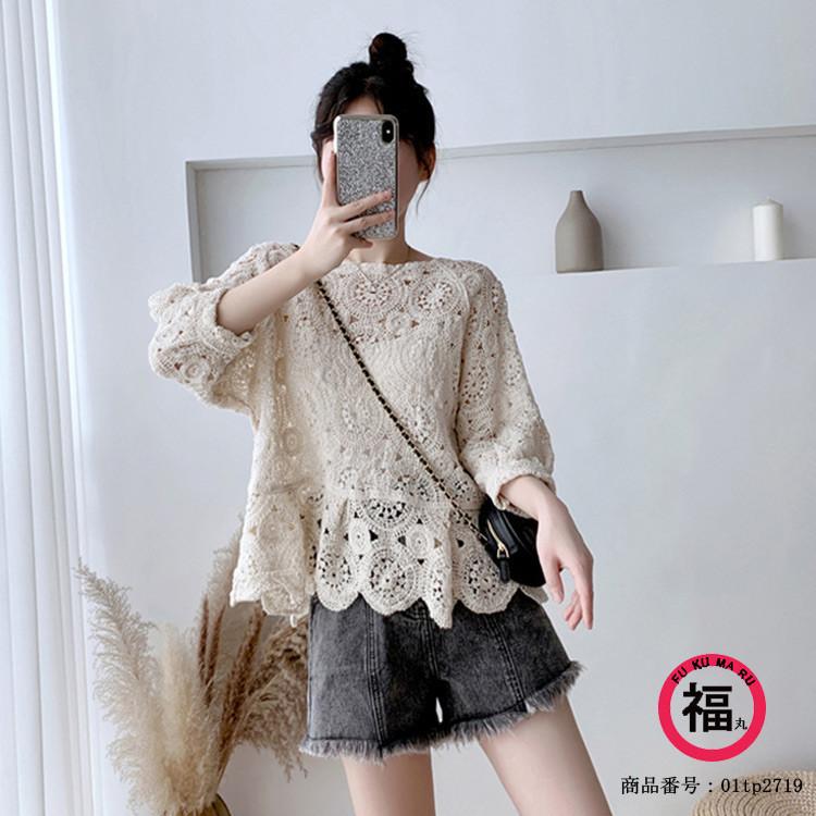 シャツブラウス シャツ ブラウス トップス プルオーバー レディース レース 透かし雕り 無地 重ね着 Tシャツ シースルー ベーシック カジュアル風 春夏 40代 01tp2719 Hhy 福丸 通販 Yahoo ショッピング