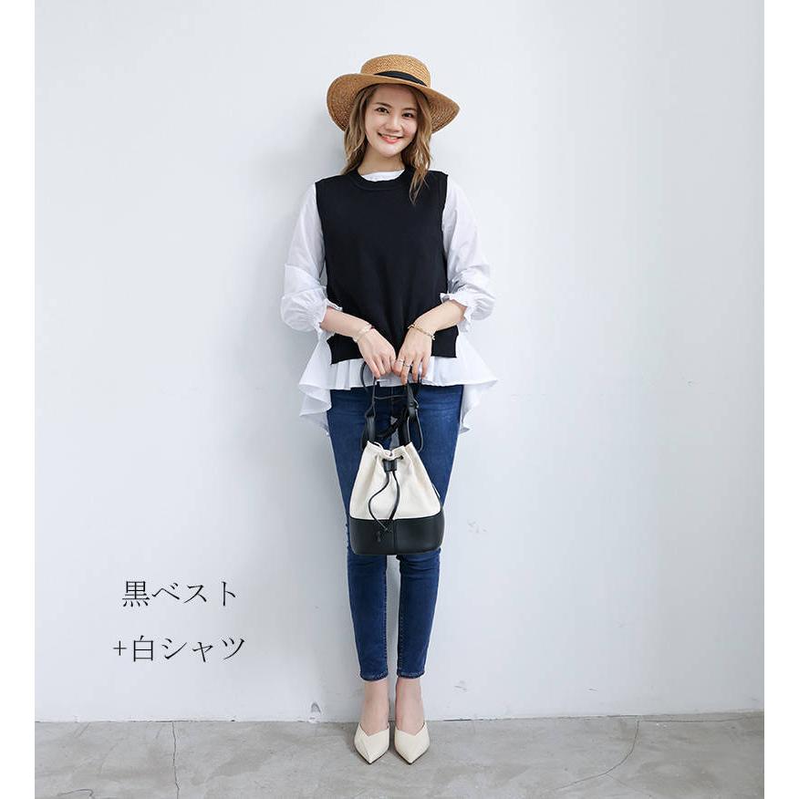 ブラウス シャツ レディース 秋物春物 ニットベスト 長袖 丸首 ベルスリーブ ラウンドネック レイヤード風 重ね着 2点セット おしゃれ 通勤 着痩せ 楽天市場】春コーデ ブラウス シャツ レディース 春 ニット