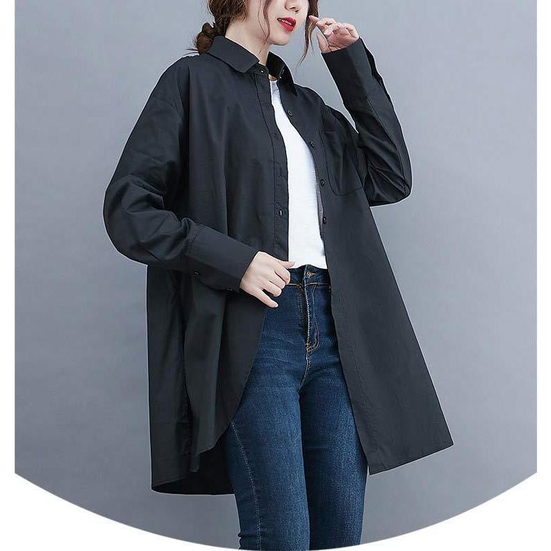 シャツ 長袖 トップス レディース デザイン 不規則裾 春秋 秋用 無地