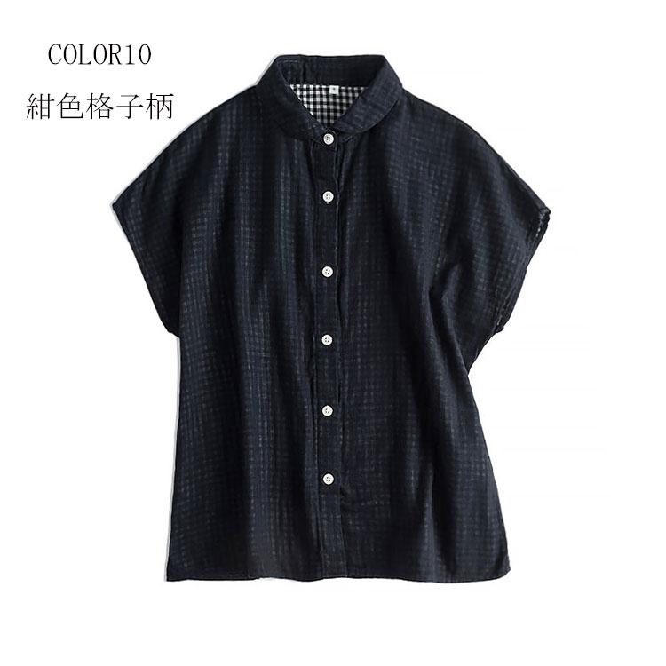 ガーゼシャツ 夏 シャツ 100%コットン レディース ノースリーブ