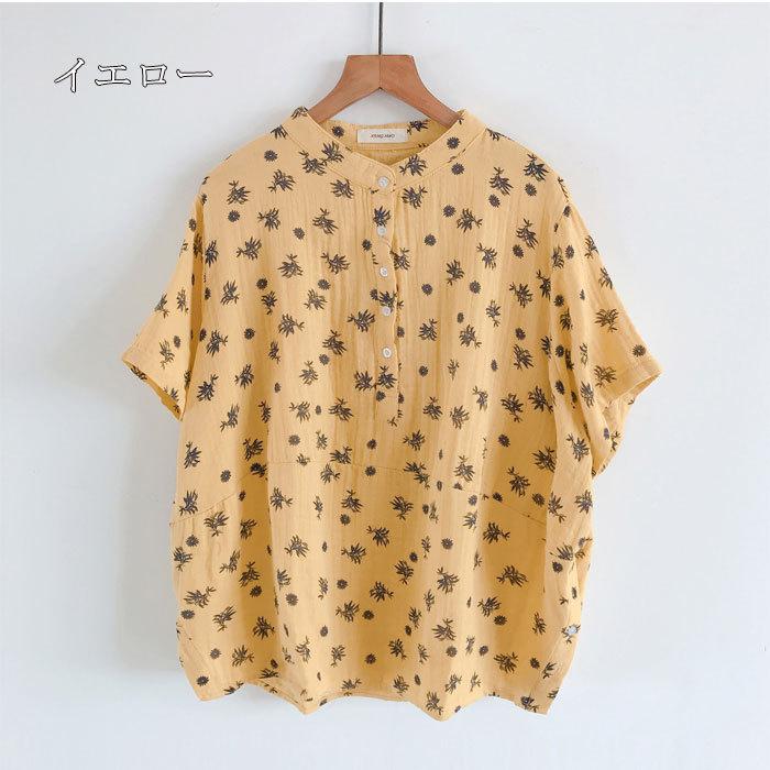 半袖シャツ 夏 ガーゼ レディース シャツブラウス 綿 トップス