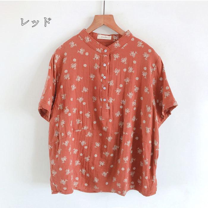 半袖シャツ 夏 ガーゼ レディース シャツブラウス 綿 トップス