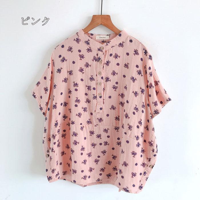 半袖シャツ 夏 ガーゼ レディース シャツブラウス 綿 トップス