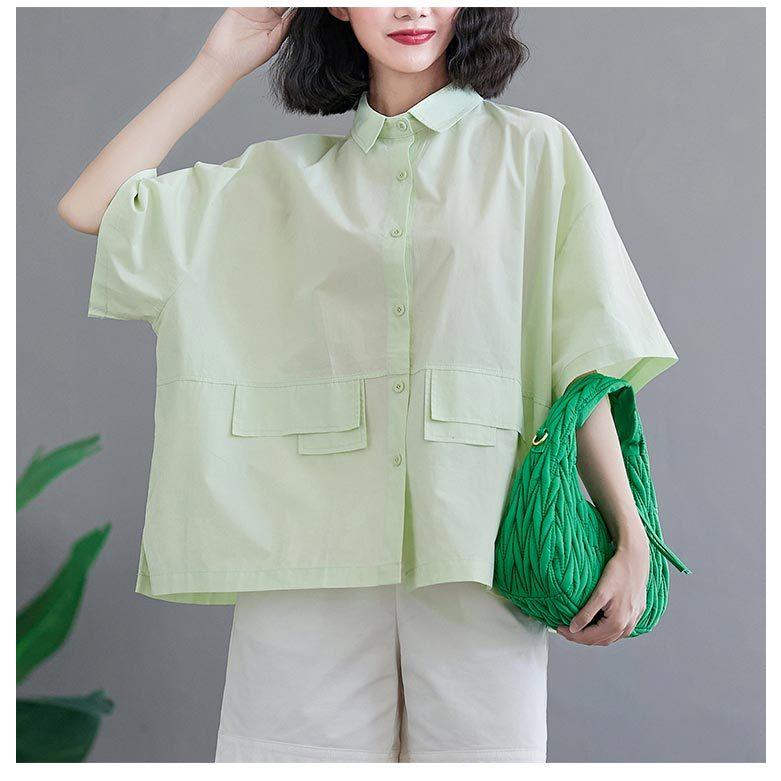 ゆったり シャツ 半袖 ス 前開き 半袖シャツ 夏 レディース ボタン留め ショート丈 BF風 オーバーサイズ 折襟 大きい カジュアル 体型カバー ゆったり シャツ 半袖 トップス 前開き 半袖シャツ 夏