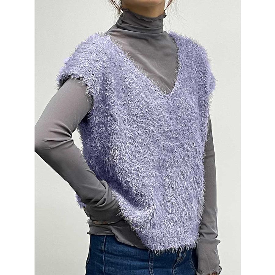 即納 シャギーニットベスト シャギー ベスト レディース ニット