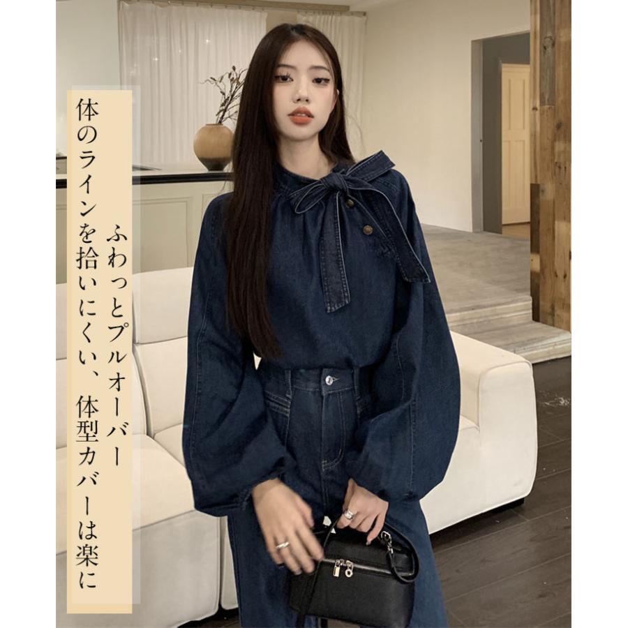 ボウタイブラウス レディース 長袖 プルオーバー ブラウス