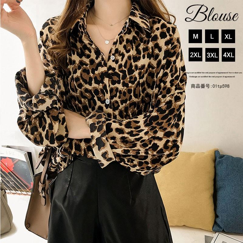 シャツ ブラウス レディース 長袖 秋物 トップス チュニック ロング丈 大きいサイズ フォーマル オシャレ 豹柄 ヒョウ柄 きれいめ カジュアル  30代 40代 :01tp598:福丸 - 通販 - Yahoo!ショッピング
