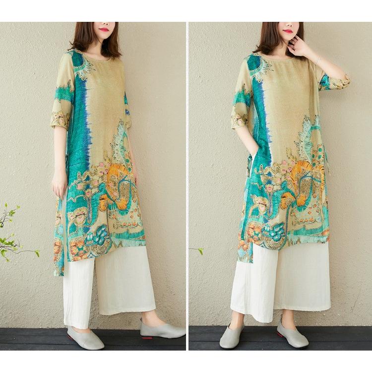 セットアップ 2点セットアップ 2点セット ワンピース ズボン 綿麻ワンピ ロングワンピース レディース ロング丈 ワンピ セット Uネック 半袖 柄 綿麻 夏 01tz345 Hhy 福丸 通販 Yahoo ショッピング