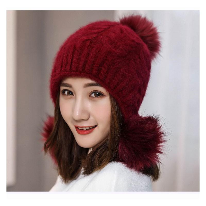 帽子 レディース 秋冬 ニット帽 厚手 柔らか キャップ Hat アウトドア ポンポン付き あったかい オシャレ 冬 耳当て 05mz216 福丸 通販 Yahoo ショッピング