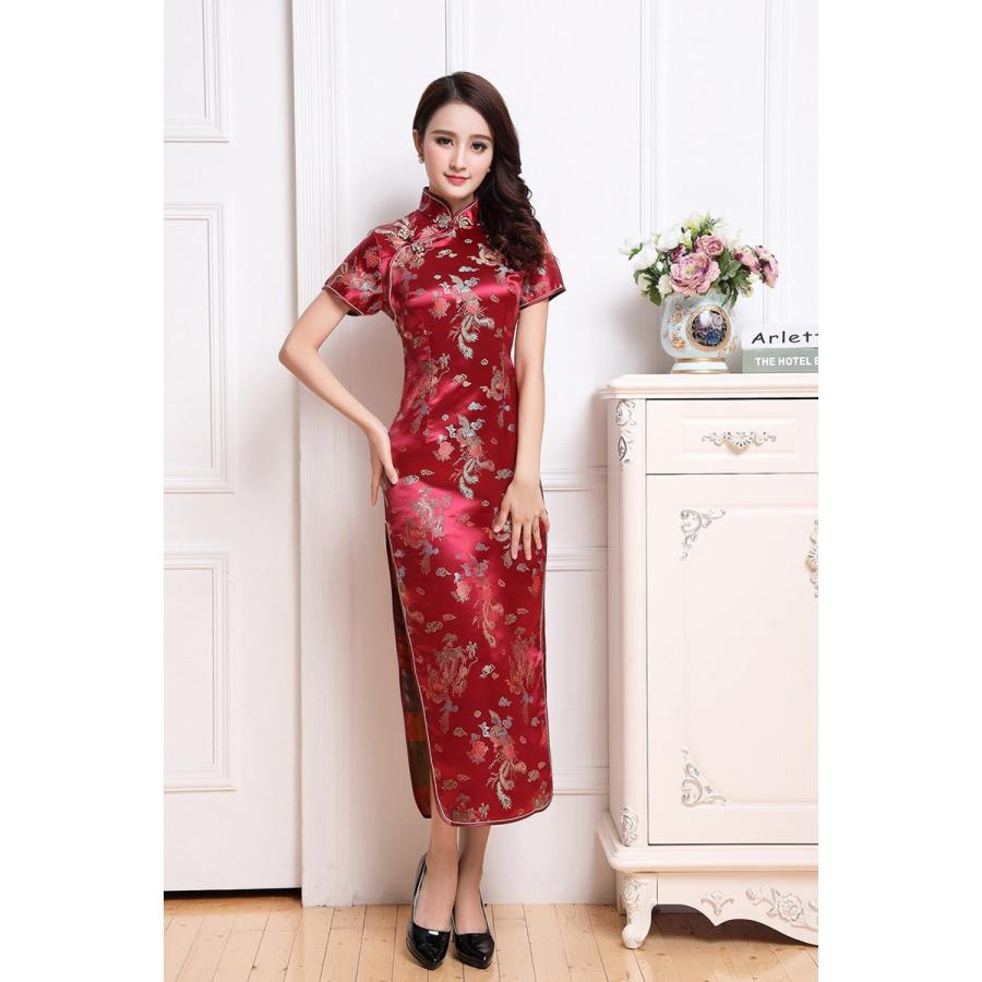 チャイナドレス風 ワンピース チャイナドレス ロング 長袖