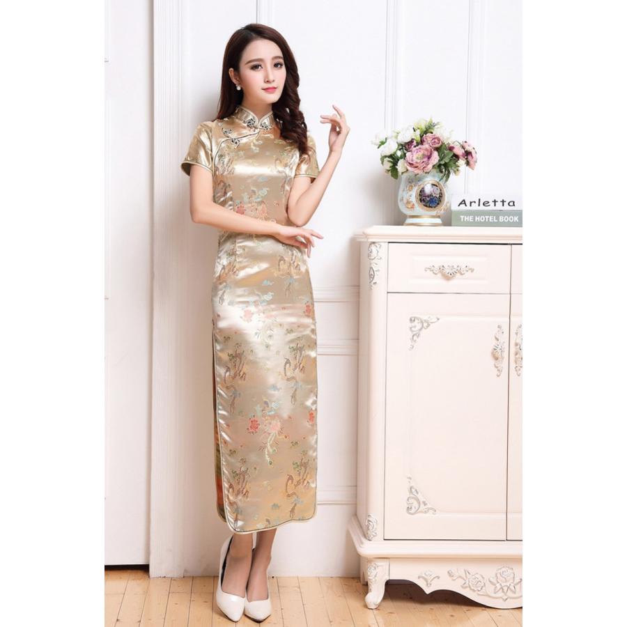 高速配送 チャイナドレス ミディアム丈 チャイナ風ワンピース パーティードレス 結婚式 ドレス 袖あり 卒業式 大人 ドレス 演奏会 パー 好評 Www Centrodeladultomayor Com Uy