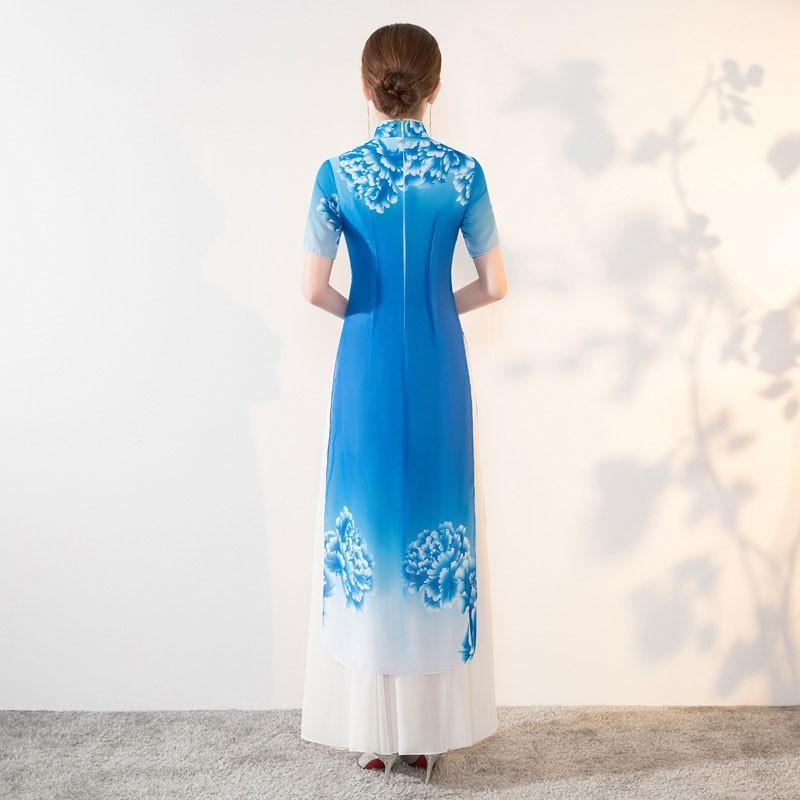 チャイナドレス チャイナ風ワンピース コスプレ衣装 ロング丈 チャイナドレス ワンピース チャイナ服 アオザイ ドレスワンピース 花柄 半袖 2枚重ね ハロウィン 08lf598 福丸 通販 Yahoo ショッピング