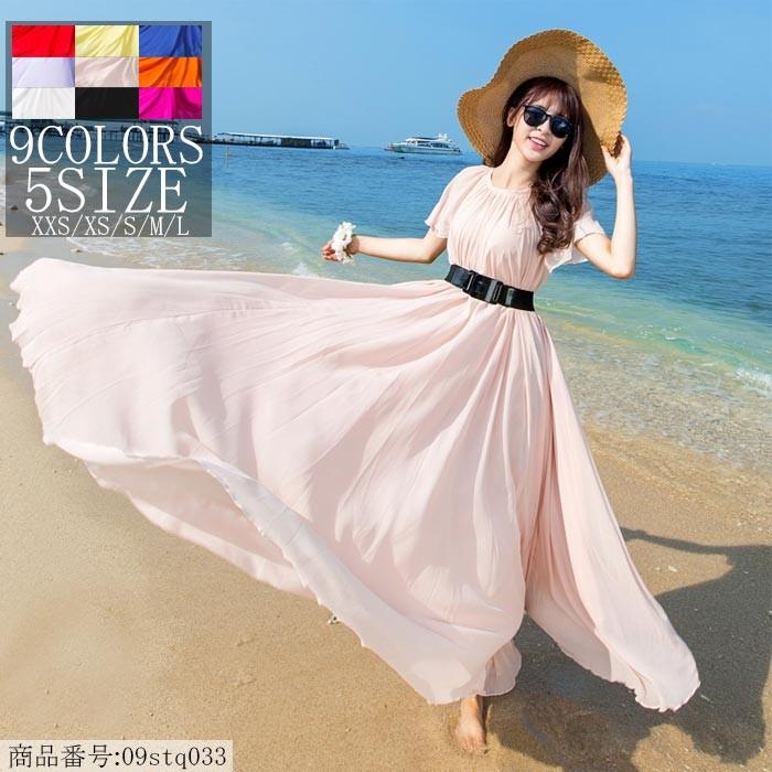 レディース 夏 リゾートワンピ マキシ リゾートワンピ ハワイ リゾートワンピ サマードレス リゾートワンピース リゾートワンピース ハワイ シフォン 無地 09stq033 福丸 通販 Yahoo ショッピング
