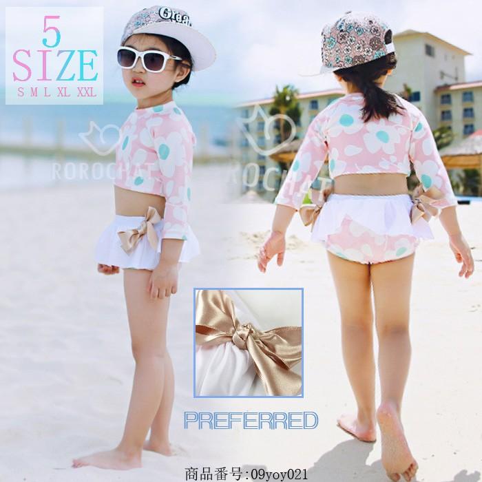 子供 水着 女の子 セパレート 韓国風 超可愛い 旅行に最適 練習用水着 立体花 本物の