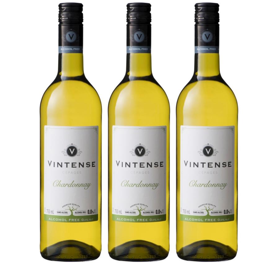 ノンアルコール ワイン 魅力的な価格 ヴィンテンス Vintense ３本 白 2021年春の 750ml シャルドネ