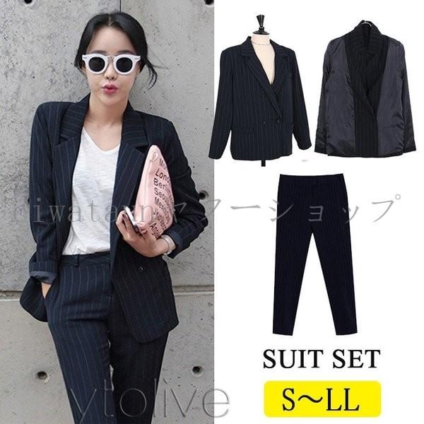 リクルートスーツ 女性 スーツ レディース パンツスーツ ストライプ 2点セット 通勤 ビジネス 就活 面接 大きいサイズ Fukumiru Nhjzl579 Ciwataunヤフーショップ 通販 Yahoo ショッピング