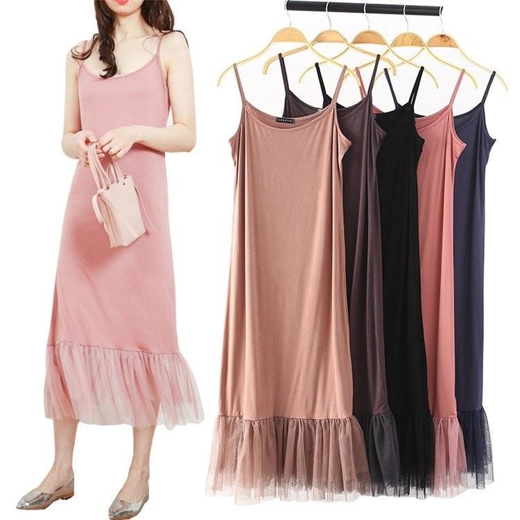 チュールワンピース レディース ロングワンピース インナー チュール チュール裾 ロング丈 タンクトップワンピース キャミソールワンピ 2タイプ ドレス 可愛い Fukumiru Xd Bg Ciwataunヤフーショップ 通販 Yahoo ショッピング