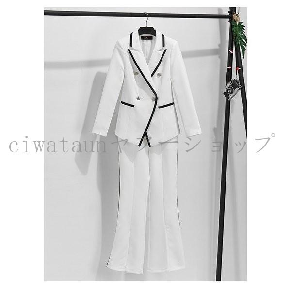スーツ レディース パンツスーツ ワイドパンツ スリット 2点セット オフィス 大きいサイズ 白 ホワイト Fukumiru Yhamz097 Ciwataunヤフーショップ 通販 Yahoo ショッピング