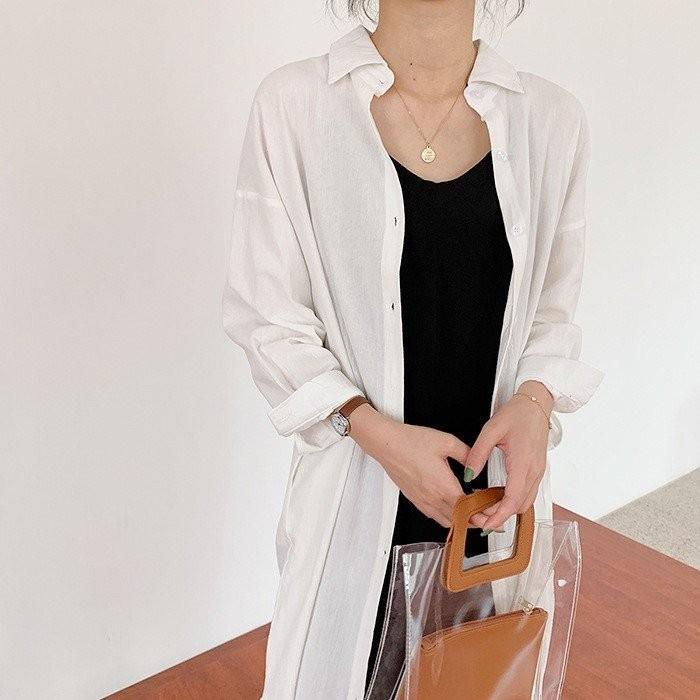 シャツワンピース ロング丈 長袖 春夏 ロングシャツ チュニックワンピース 白シャツ カーディガン 前開け 無地 上品 ゆったり カジュアル 春コーデ 30代 40代 Fukumiru Yll Sy Ciwataunヤフーショップ 通販 Yahoo ショッピング