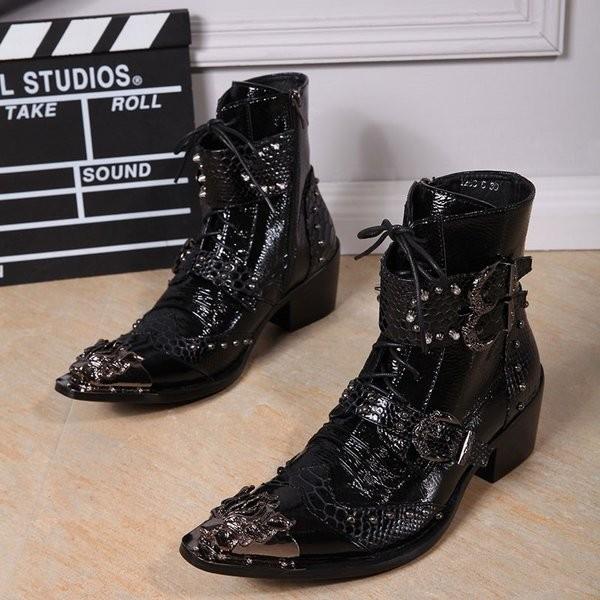 最高の ショートブーツ メンズシューズ サイドジップ 本革靴 ホスト靴 トンガリ 紳士靴 カジュアル ミドルカット 個性的 切替 派手 身長upメタル 春秋 Fukumiru Ciwataunヤフーショップ 通販 Yahoo ショッピング 公式 Clinilab Net