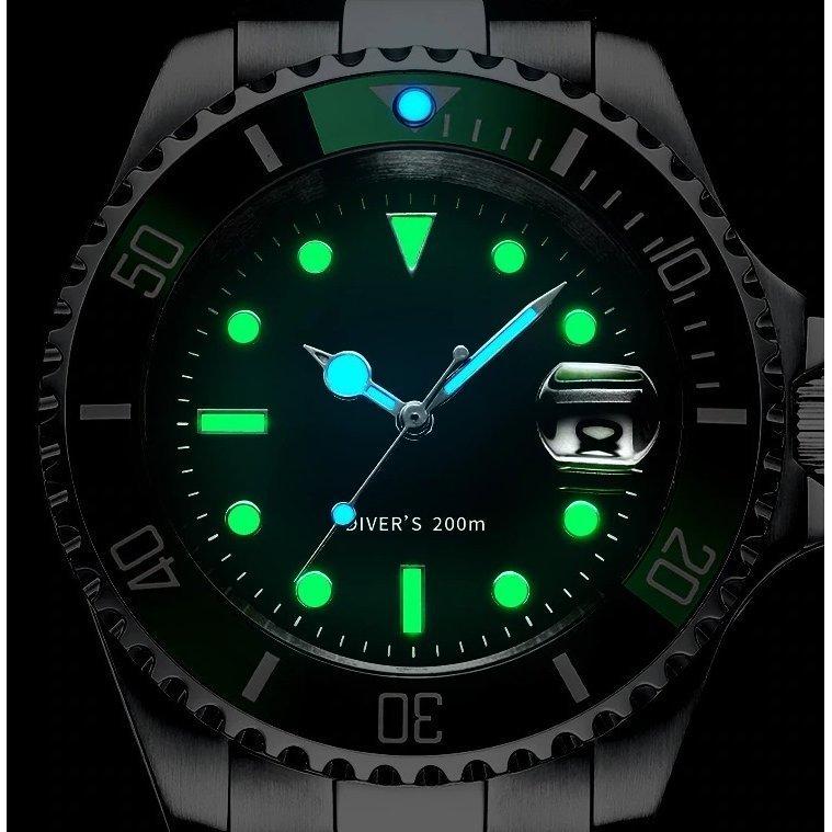 ノーロゴ ブラック ダイバーズ MIYOTAムーブメント 自動巻き ムーブメント セラミックベゼル 200m防水 