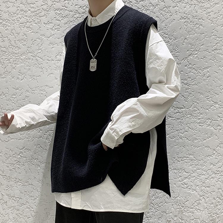 ベスト ニット メンズ カジュアル コーデ おしゃれ クルーネック 無地 ニット A168 7677 ふくもん 通販 Yahoo ショッピング