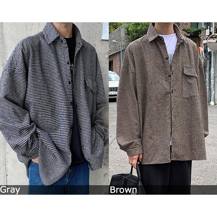 シャツ メンズ 長袖 チェック カジュアルシャツ ビッグシルエット 柄シャツ カジュアル ファッション オーバーシャツ チェックシャツ 世界の