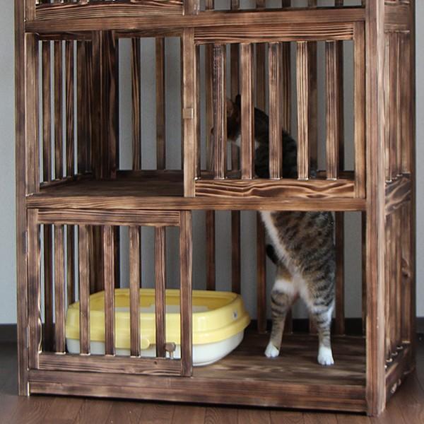 猫さんの無垢ケージ(焼杉タイプ)4段 : 福猫本舗 - 通販 猫さんの無垢ケージ(焼杉タイプ)4段 : 福猫本舗 - 通販