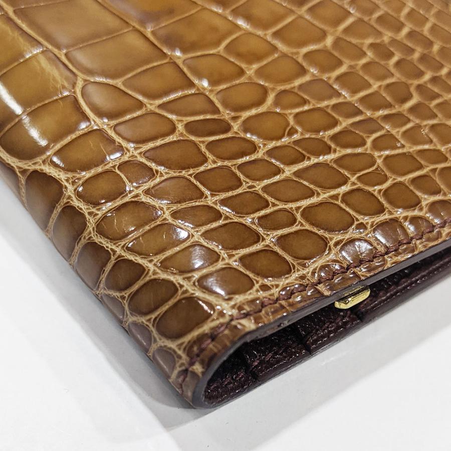 エルメス ベアン アリゲーター 長財布 ゴールド金具 ブラウン系 クラッシック HERMES 【値下げ】HERMES エルメス ベアンクラシック 長財布
