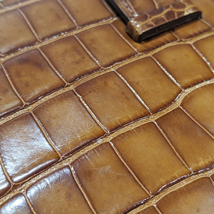 エルメス ベアン アリゲーター 長財布 ゴールド金具 ブラウン系 クラッシック HERMES 【値下げ】HERMES エルメス ベアンクラシック 長財布