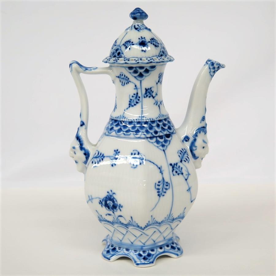 ロイヤルコペンハーゲン ブルーフルーテッド フルレース 顔付 コーヒー