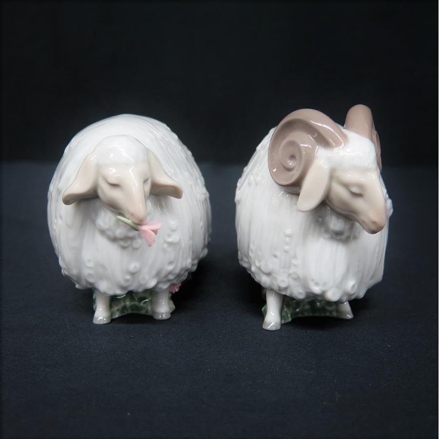 リヤドロ 8442「牝羊」/8443「牡羊」フィギュリン 計2点 y136-1217458t