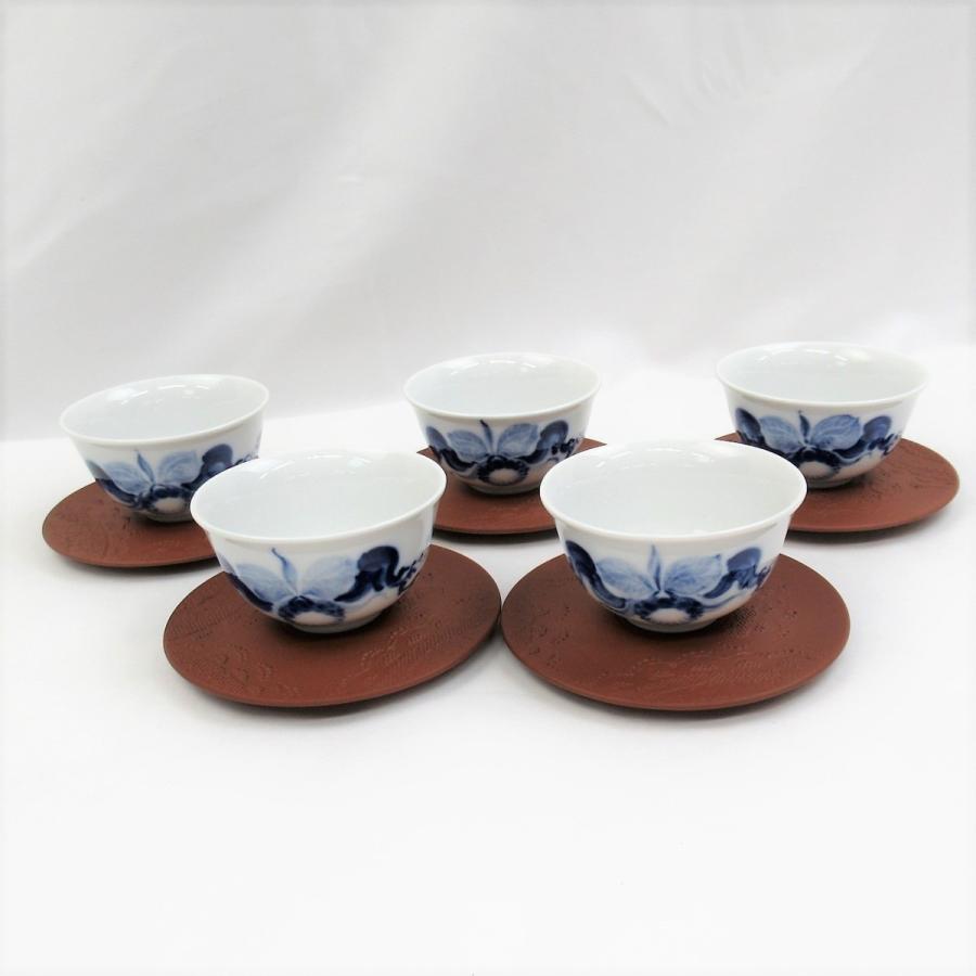 マイセン Meissen ブルーオーキッド 湯呑(カップ)&茶托(ソーサー) 5客