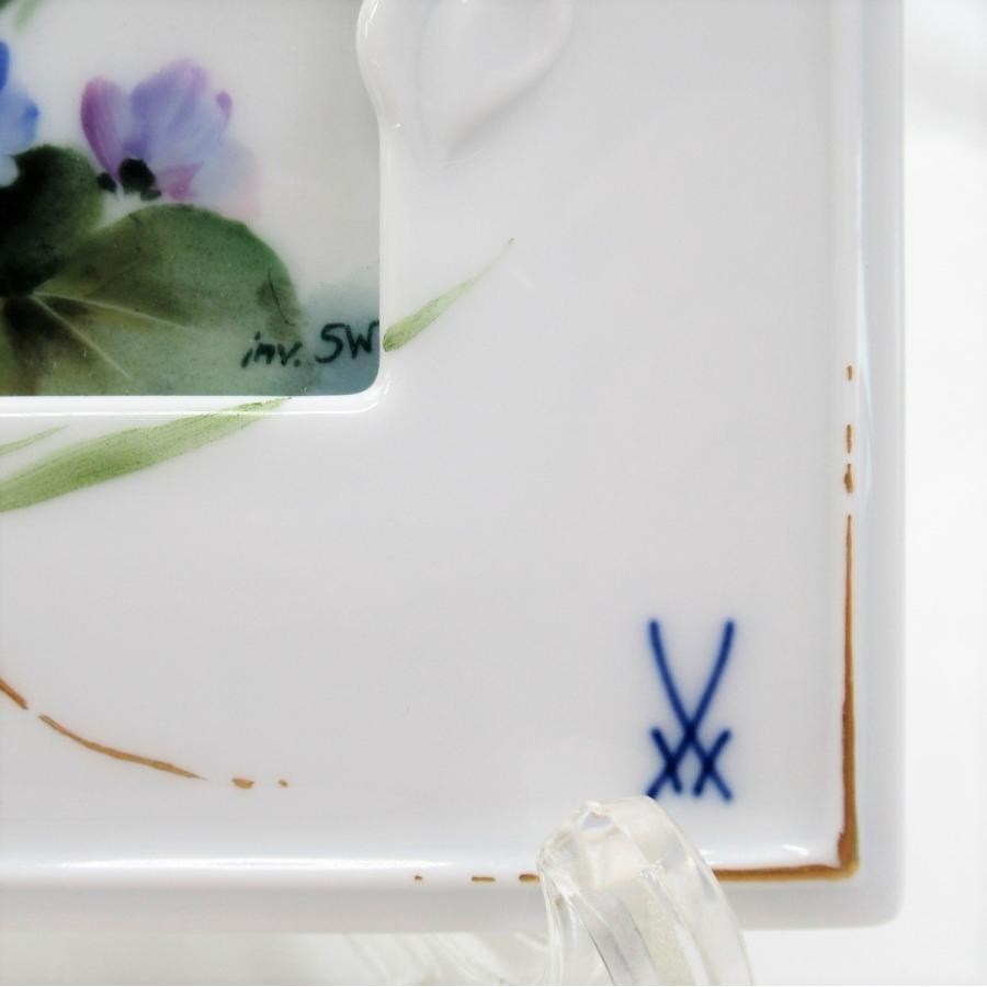 マイセン 1.マイセン ザビーネ ワックス inv.SW 虫 草花 立体陶板画