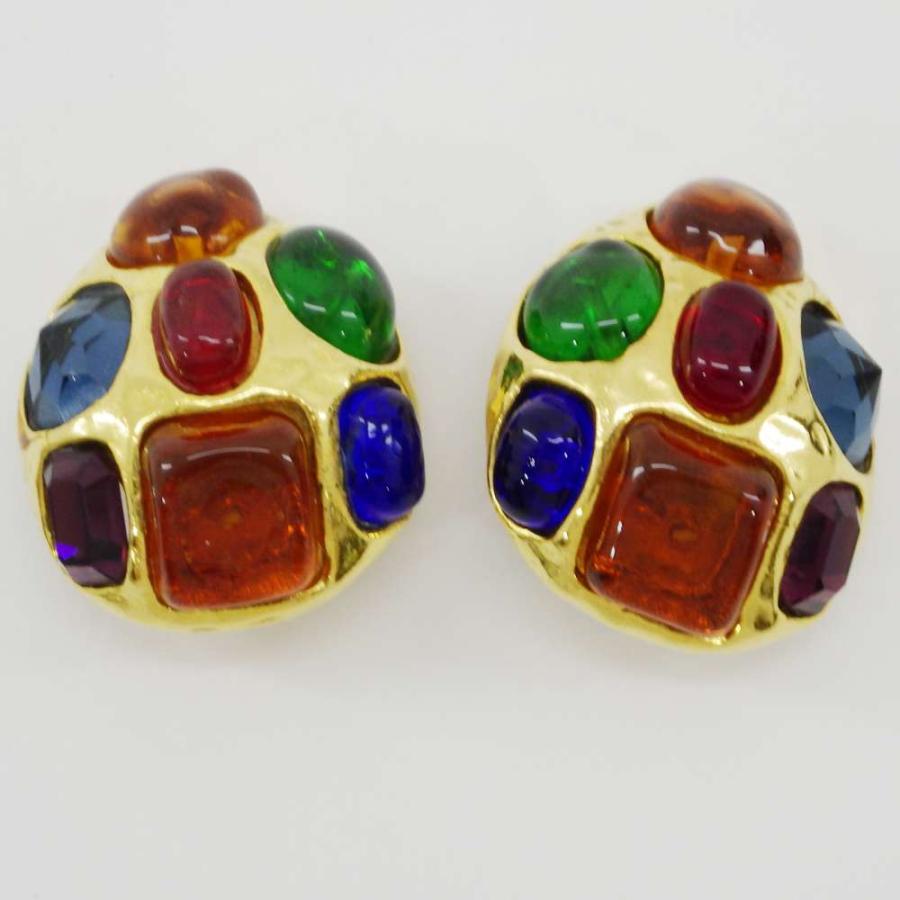 シャネル ヴィンテージ カラーストーン グリポア イヤリング