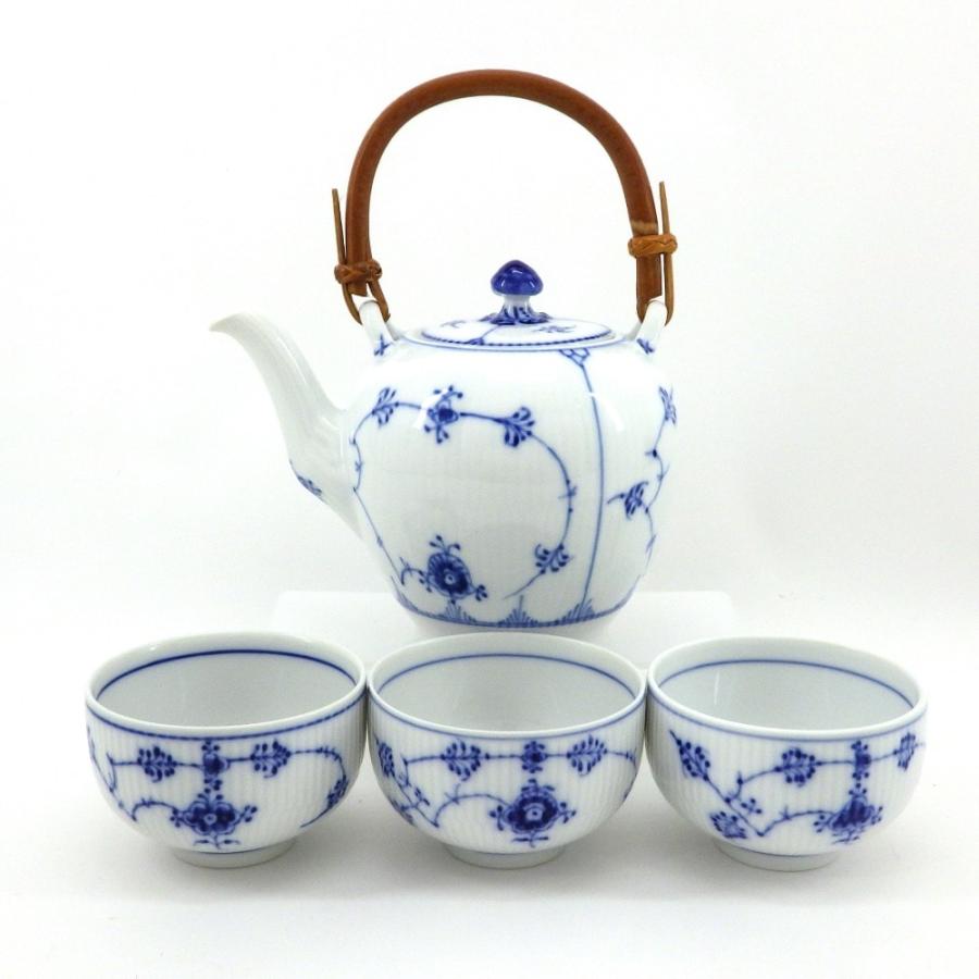 ロイヤルコペンハーゲン ブルーフルーテッドハーフレース 急須 湯呑 5客 セット ロイヤルコペンハーゲン ブルーフルーテッドハーフレース 急須 湯呑 5