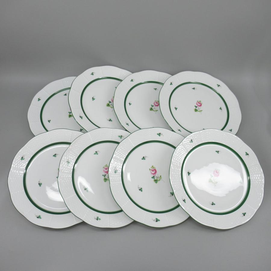 HEREND ヘレンド ウィーンの薔薇プレート 洋食器 陶器 ウィーンのバラ ヘレンド HEREND ウィーンの薔薇 25.5cm プレート 計8点 ☆送料