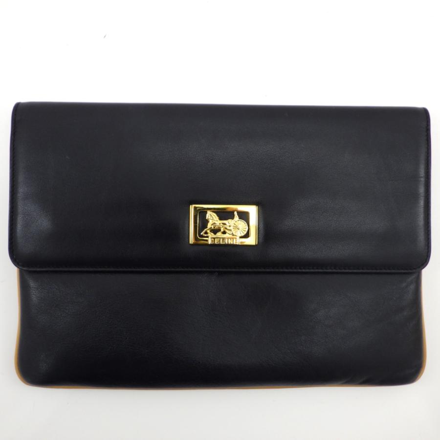 CELINE セリーヌ 馬車金具 クラッチバッグ ヴィンテージ カーフ 