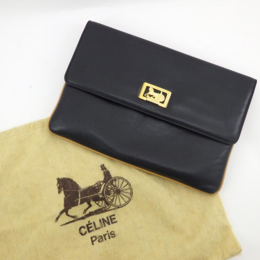 CELINE セリーヌ 馬車金具 クラッチバッグ ヴィンテージ カーフ M06  
