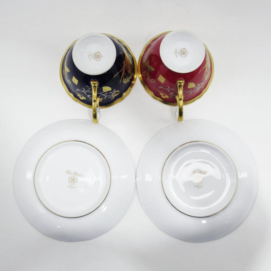大倉陶園 金蝕鳳凰図 瑠璃・マロン カップ&ソーサー 2客 食器 大倉陶園 金蝕鳳凰図 瑠璃・マロン カップ&ソーサー 2客 食器