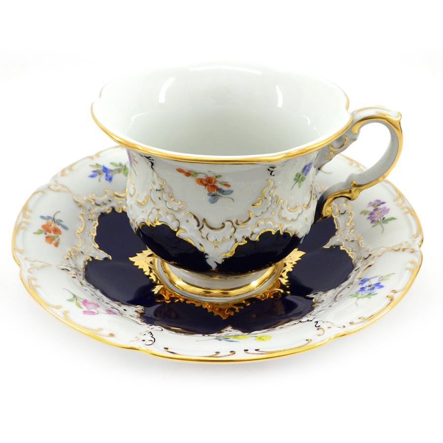 マイセン Meissen 宮廷の小花 Bフォーム カップ＆ソーサー コバルト