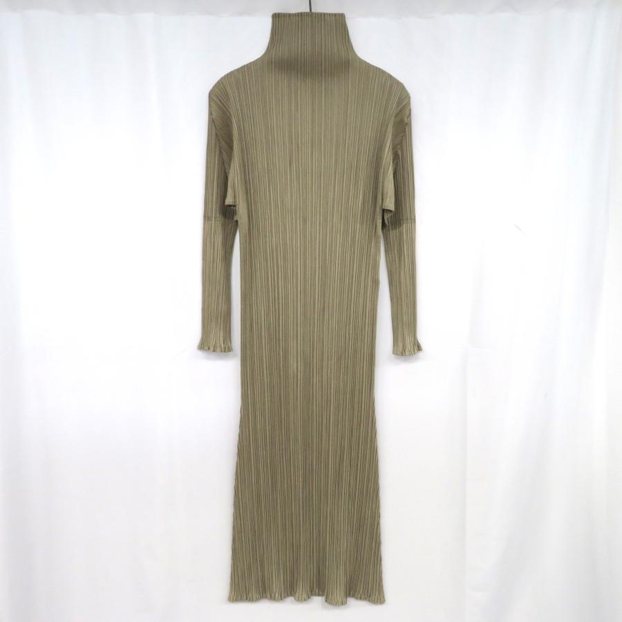 PLEATS PLEASE 長袖ハイネック ベージュ 冬も暖か 重ね着楽ちん✨ ISSEY MIYAKE イッセイミヤケ PLEATS PLEASE ハイネックワンピース
