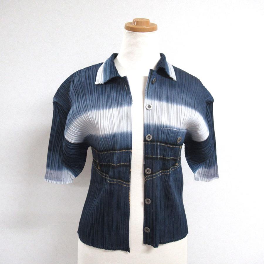 PLEATS PLEASE ISSEY MIYAKE◇半袖カットソー/3/ポリエステル/BLU/PP55