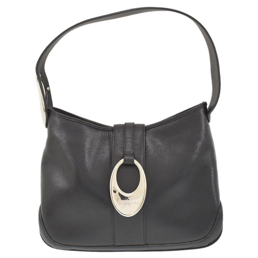 BVLGARI ブルガリ　エナメルレザー ワンショルダーバッグ　ブラック BVLGARI（ブルガリ） ショルダーバッグ オーバル金具 ワンショルダー