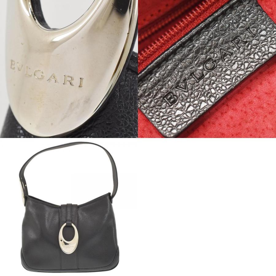 BVLGARI ブルガリ　エナメルレザー ワンショルダーバッグ　ブラック BVLGARI（ブルガリ） ショルダーバッグ オーバル金具 ワンショルダー