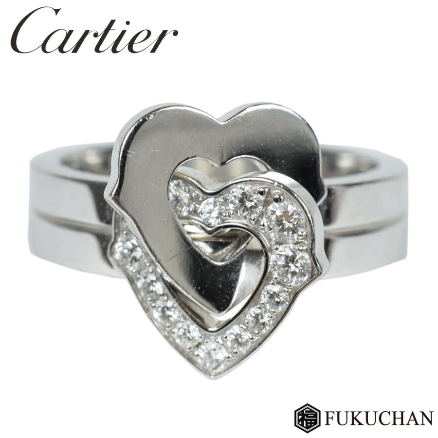 Cartier/カルティエ ダブルハート ダイヤリング ＃48（約8号） K18WG