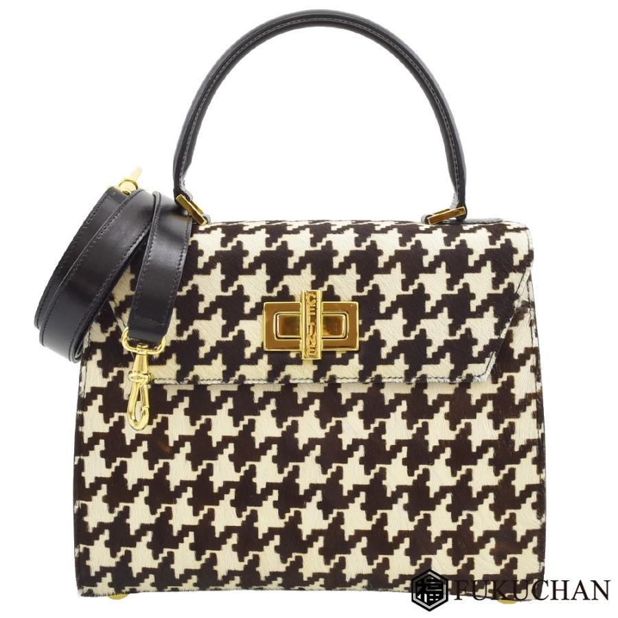 CELINE（セリーヌ） 千鳥柄 2way ハンドバッグ ハラコ×カーフレザー